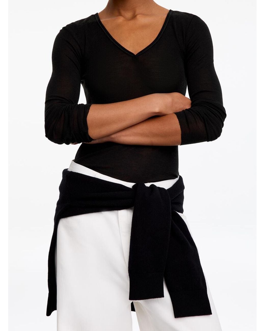 ARKET Black Wool Rib Top