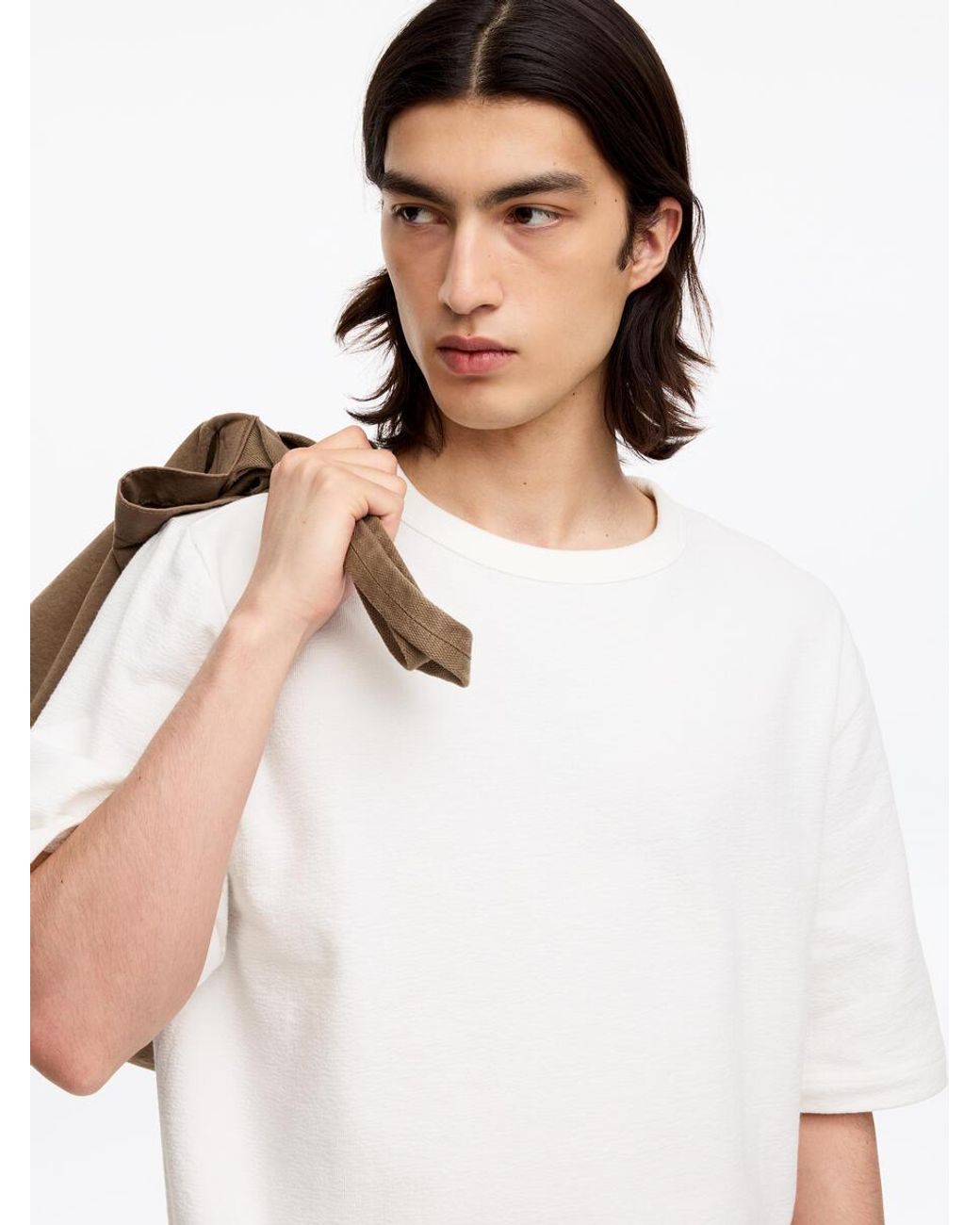 ARKET White Relaxed Bouclé T-Shirt for men