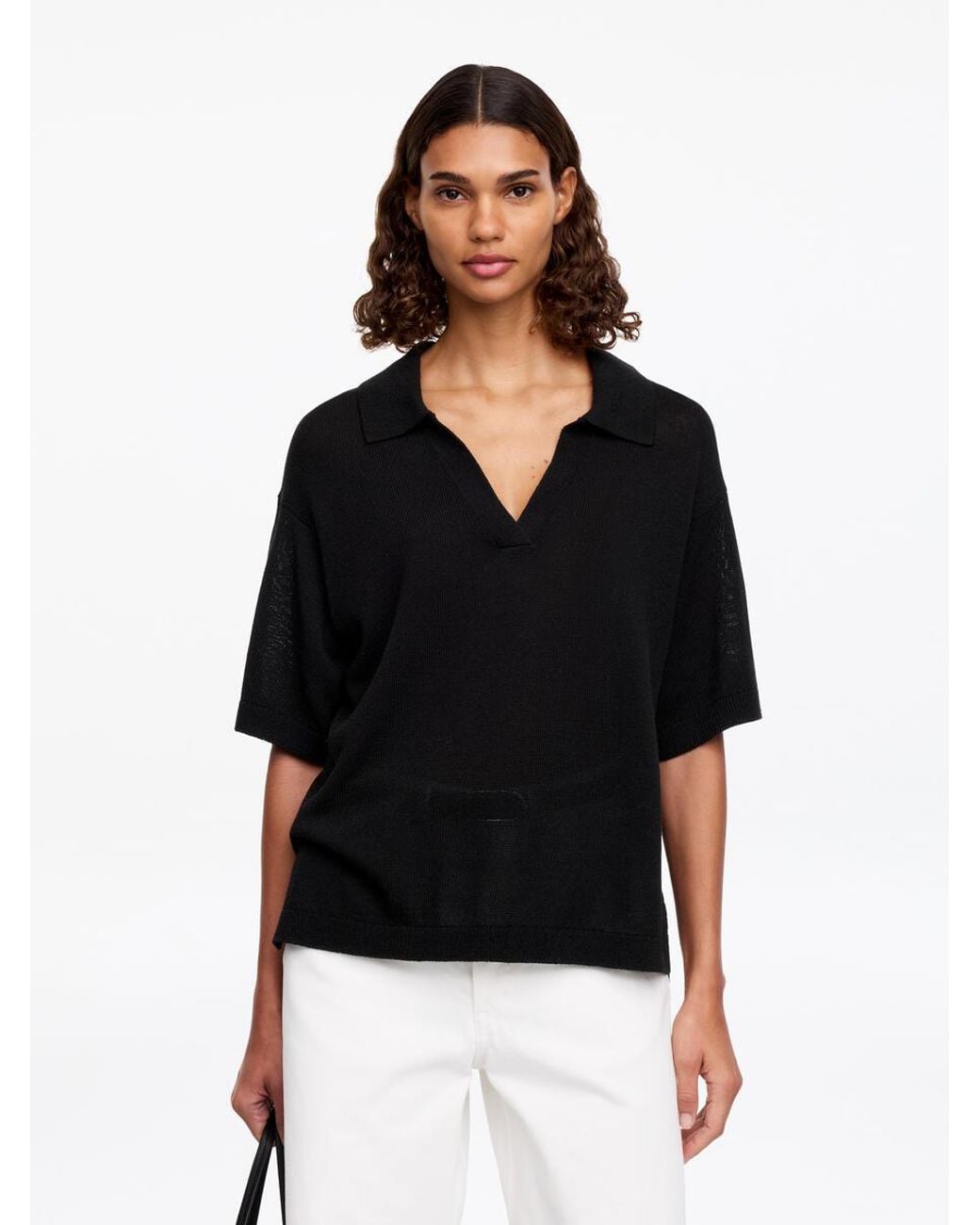 ARKET Black Knitted Polo Jumper