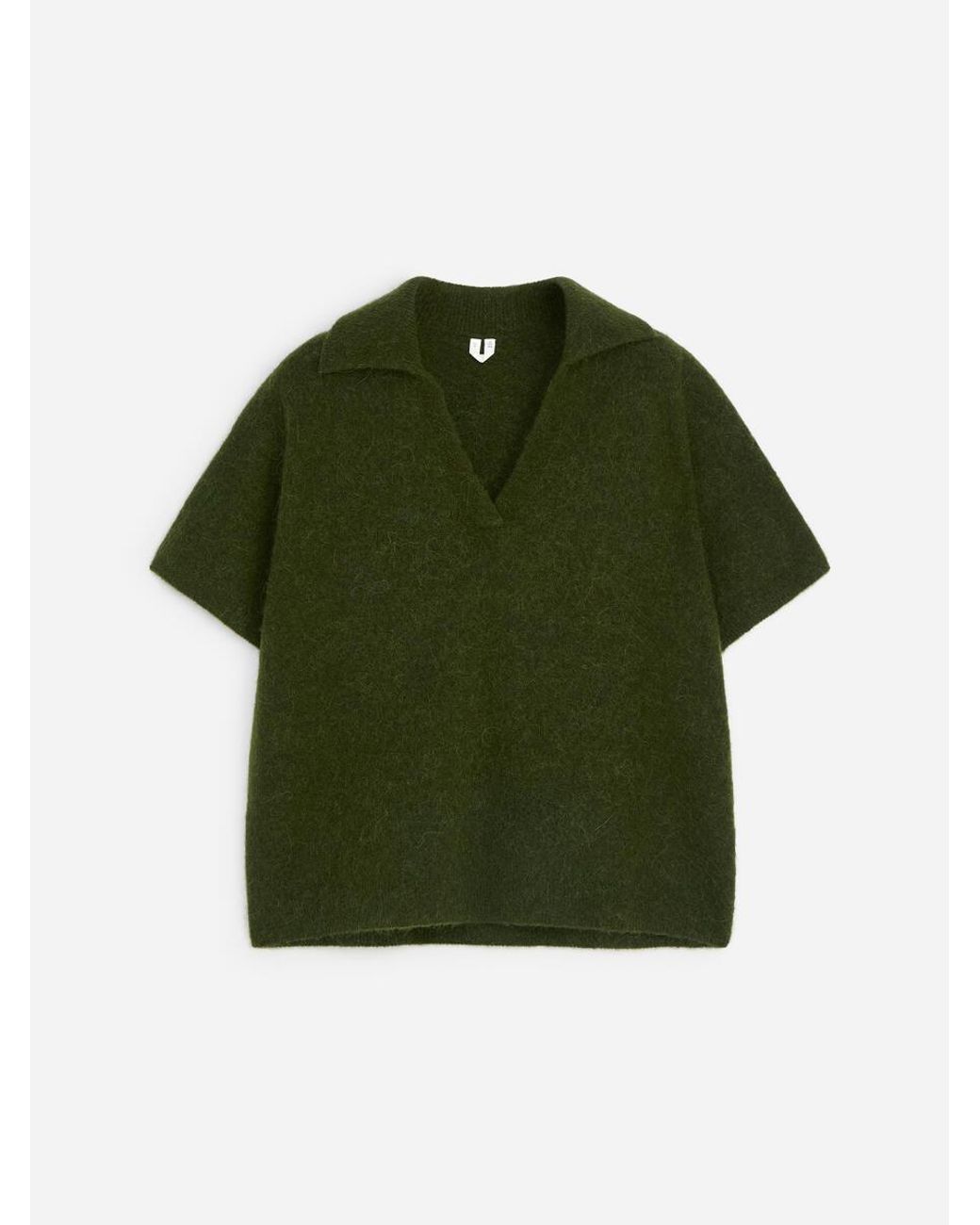 ARKET Green Knitted Polo Jumper
