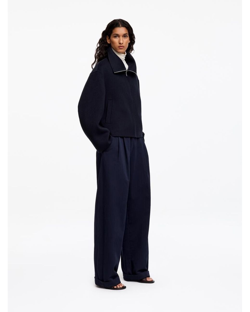 ARKET Blue Double-Faced Wool-Blend Jacket
