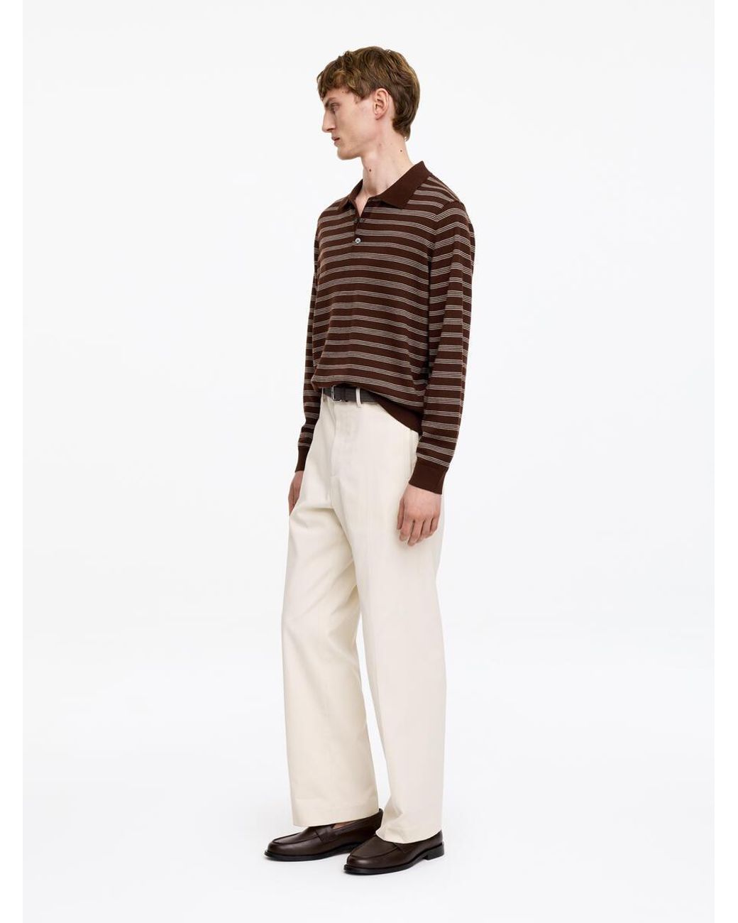 ARKET Brown Merino Polo Jumper for men