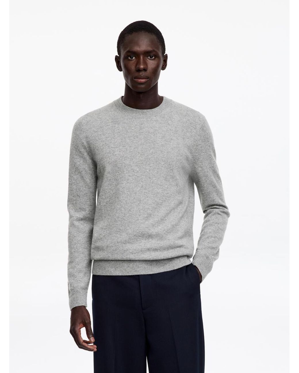 ARKET Gray Pure Cashmere Crew-Neck Jumper for men