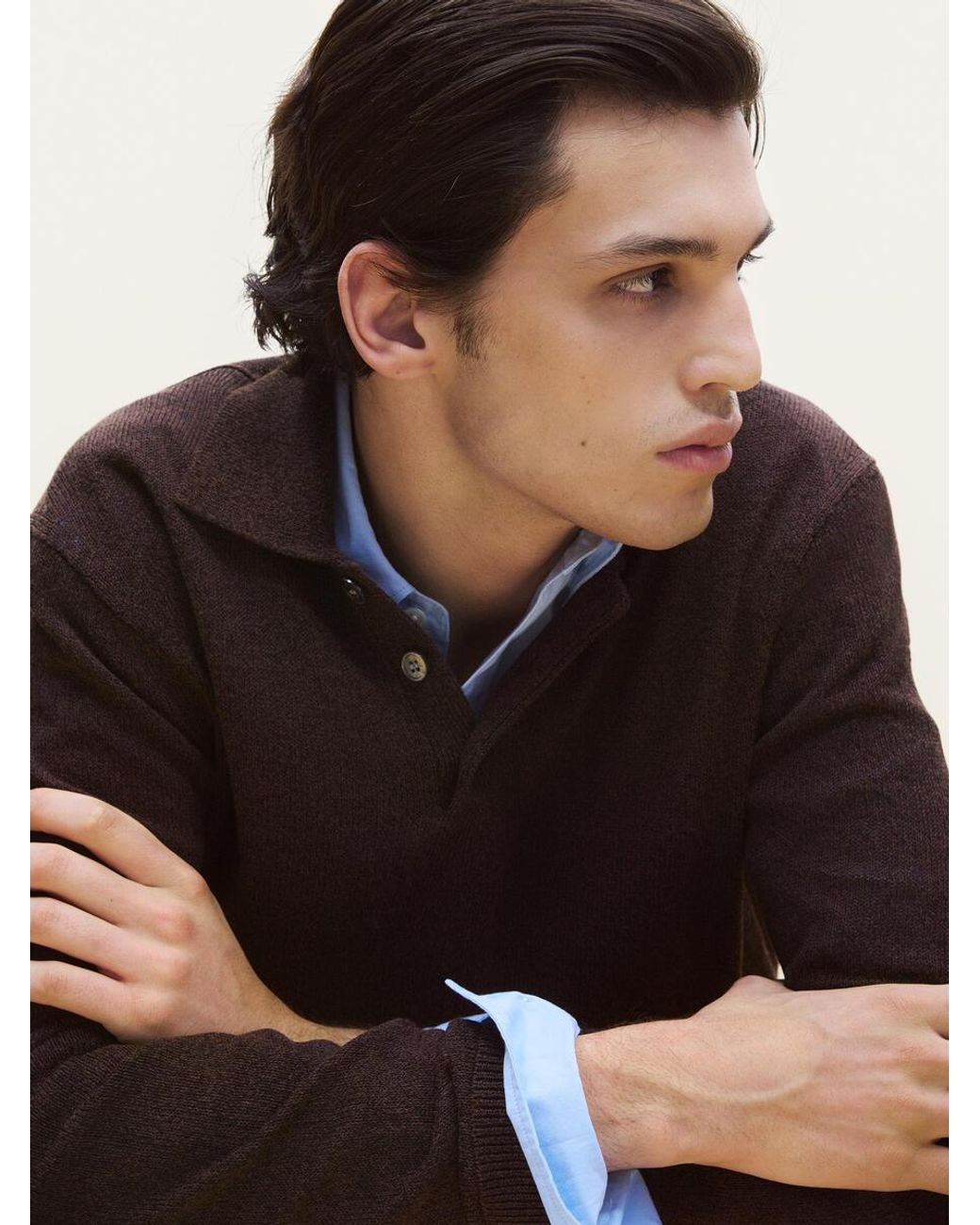 ARKET Brown Linen Blend Polo Shirt for men