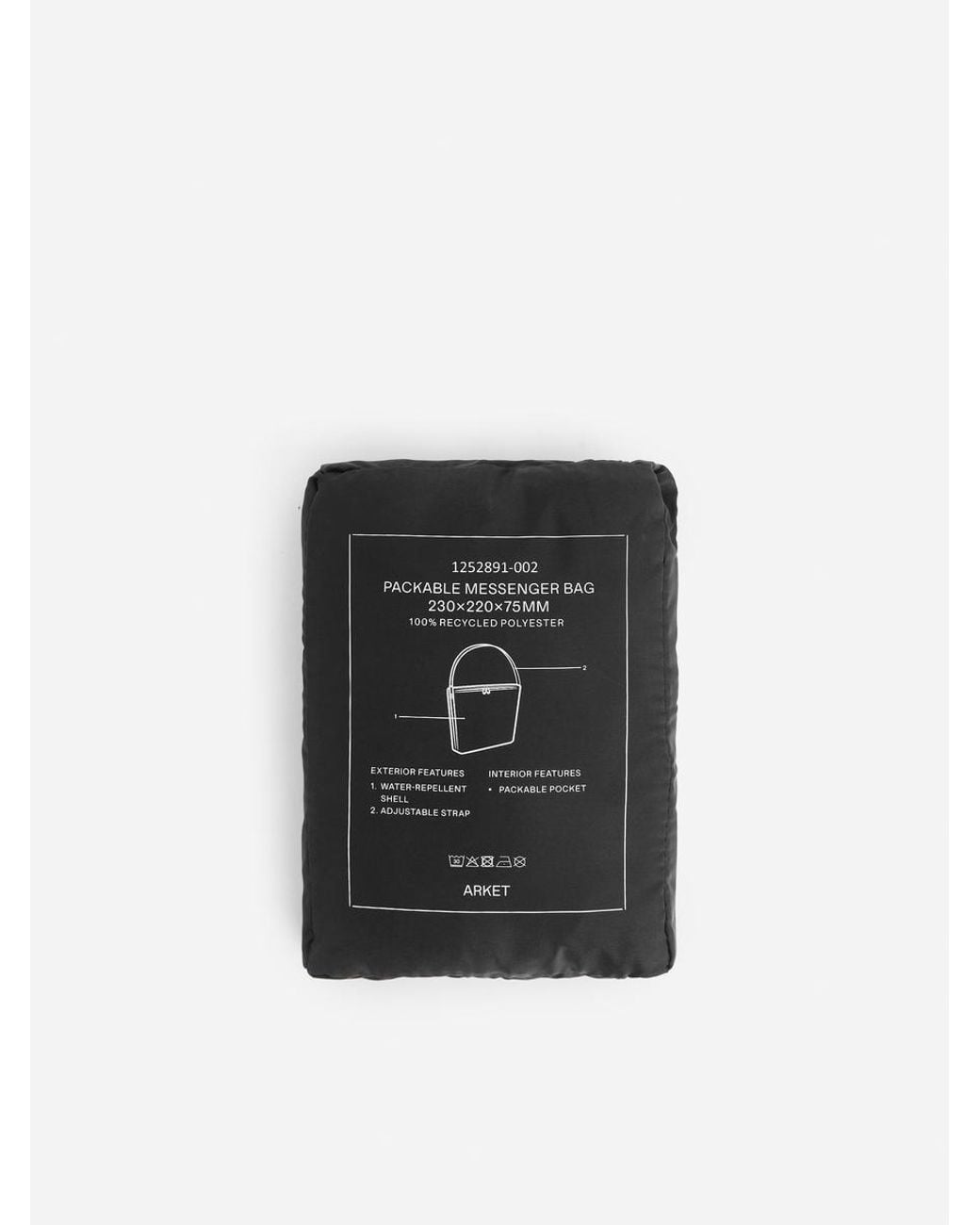 ARKET Black Packable Small Messenger Bag for men