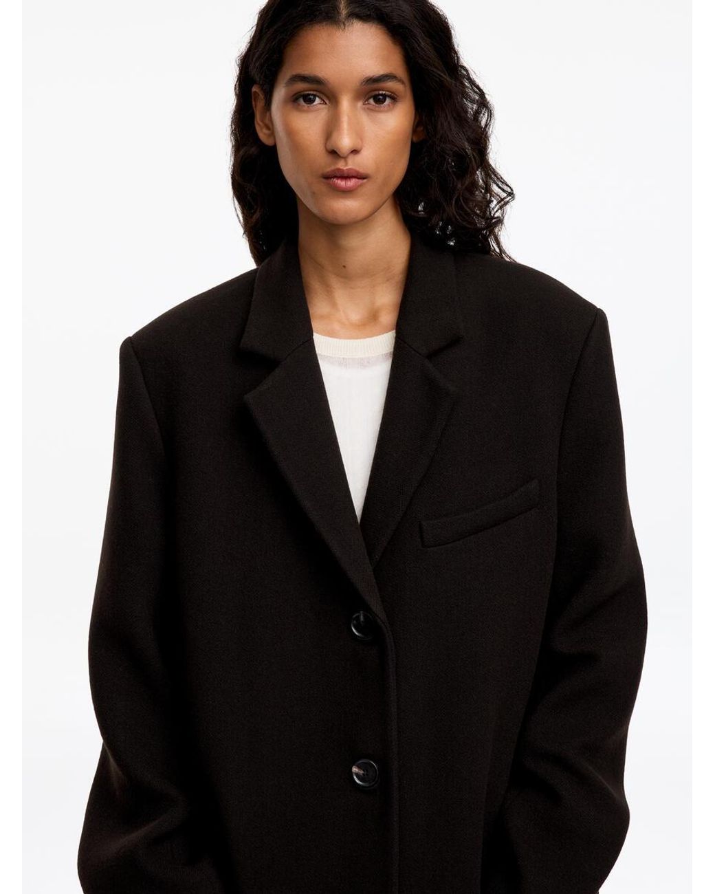 ARKET Black Wool-Blend Coat