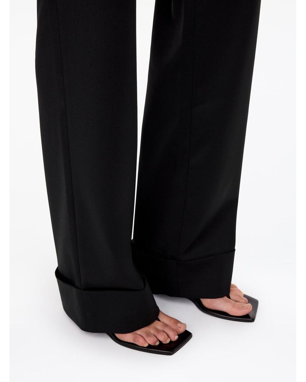 ARKET Black Wool-Blend Fold-Up Trousers