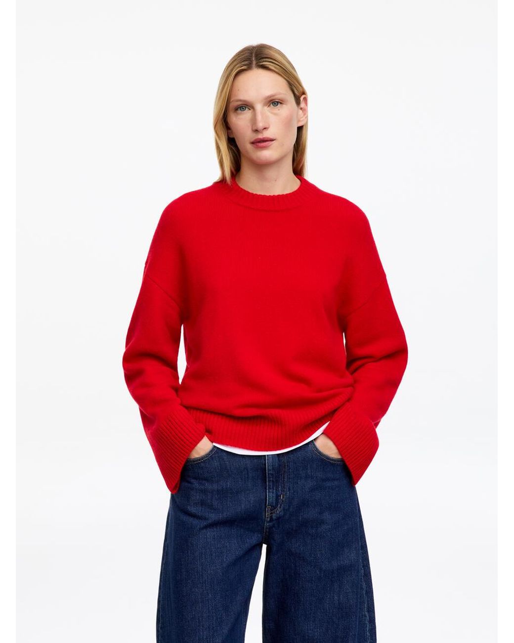 ARKET Red Oversized Pure Cashmere Jumper