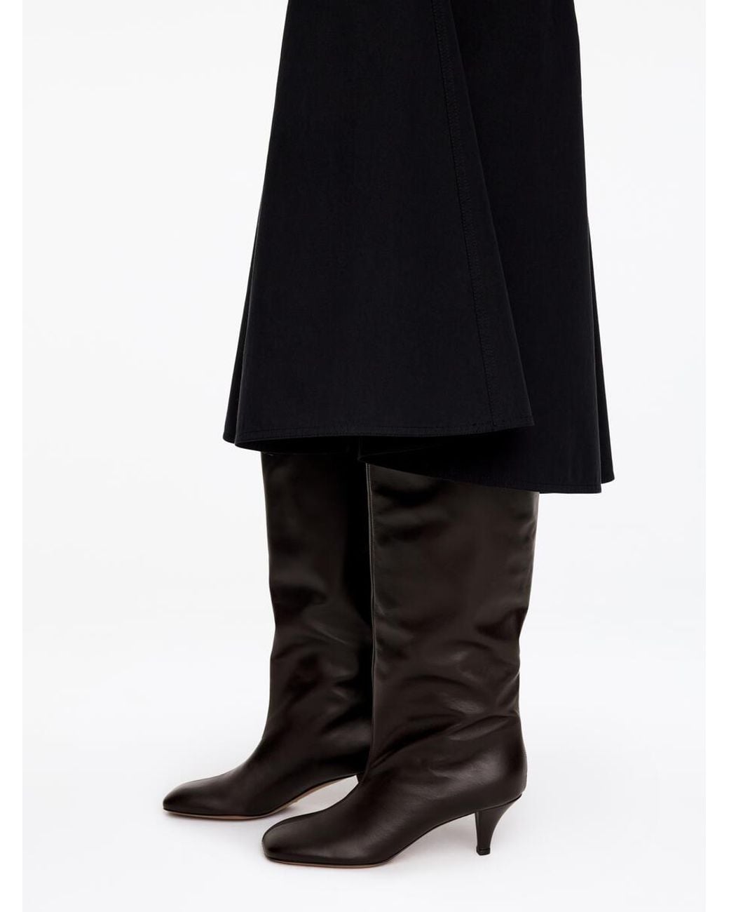 ARKET Black Slouchy Leather Knee Boots