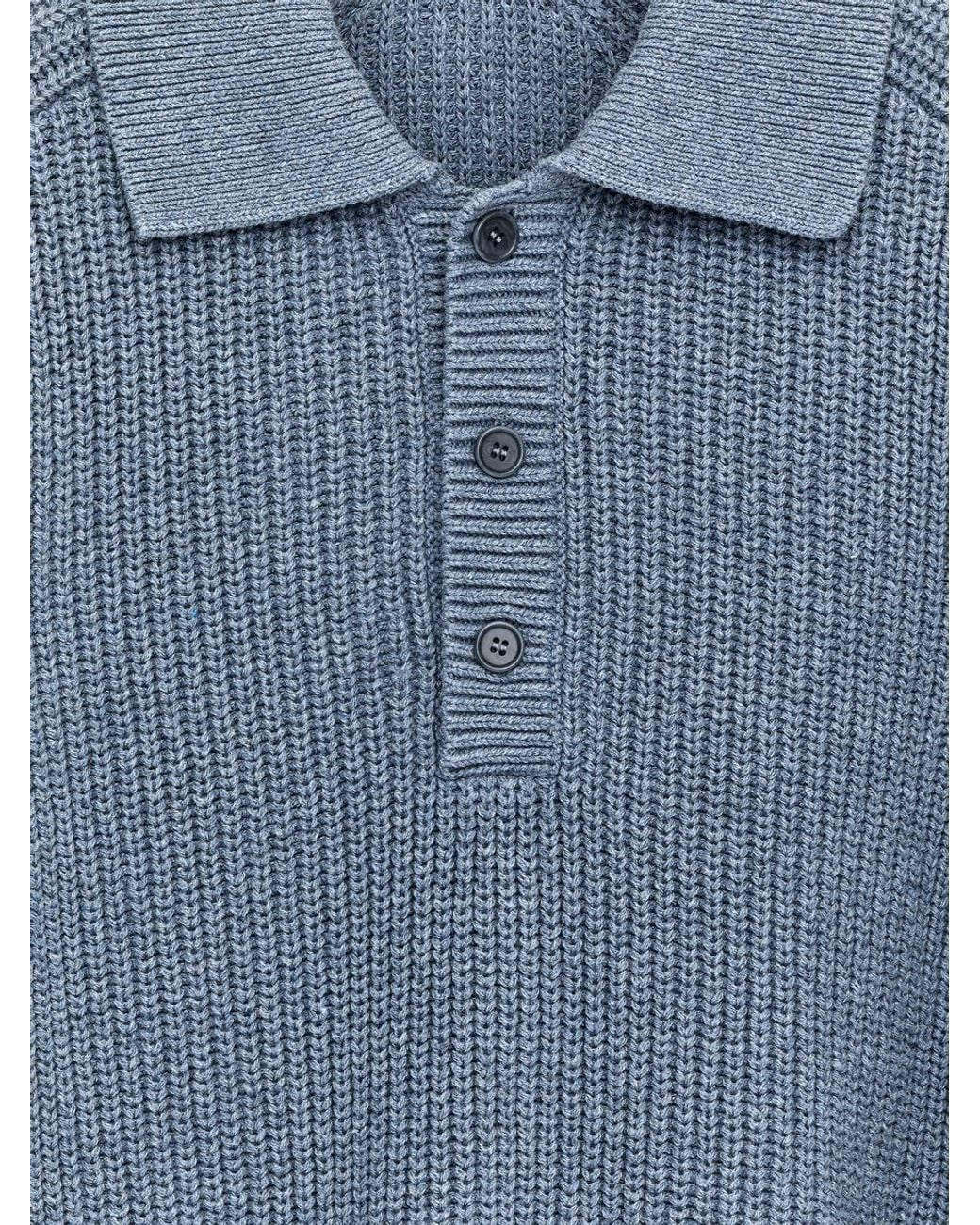 ARKET Blue Chunky Cotton-Blend Polo for men