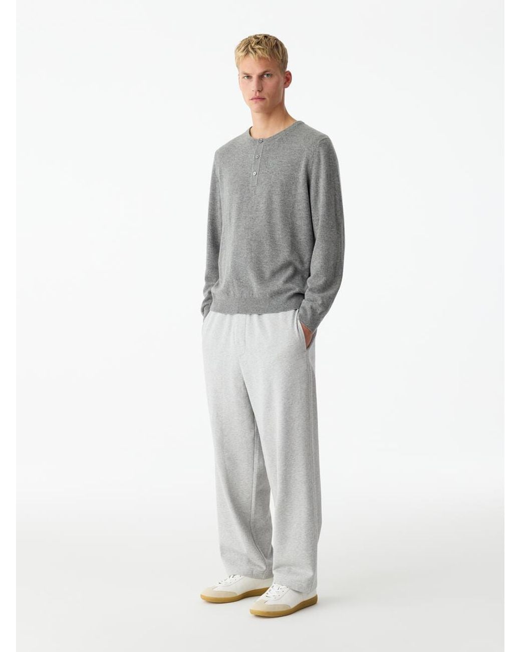ARKET Gray Cashmere Henley Shirt for men