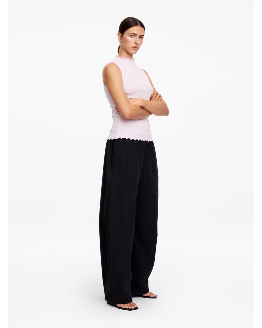ARKET White Mock-Neck Ribbed Top