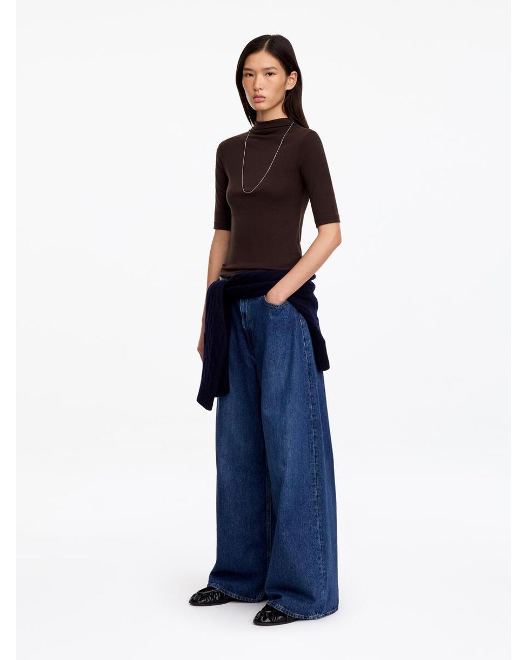 ARKET Red Mock-Neck Lyocell Top