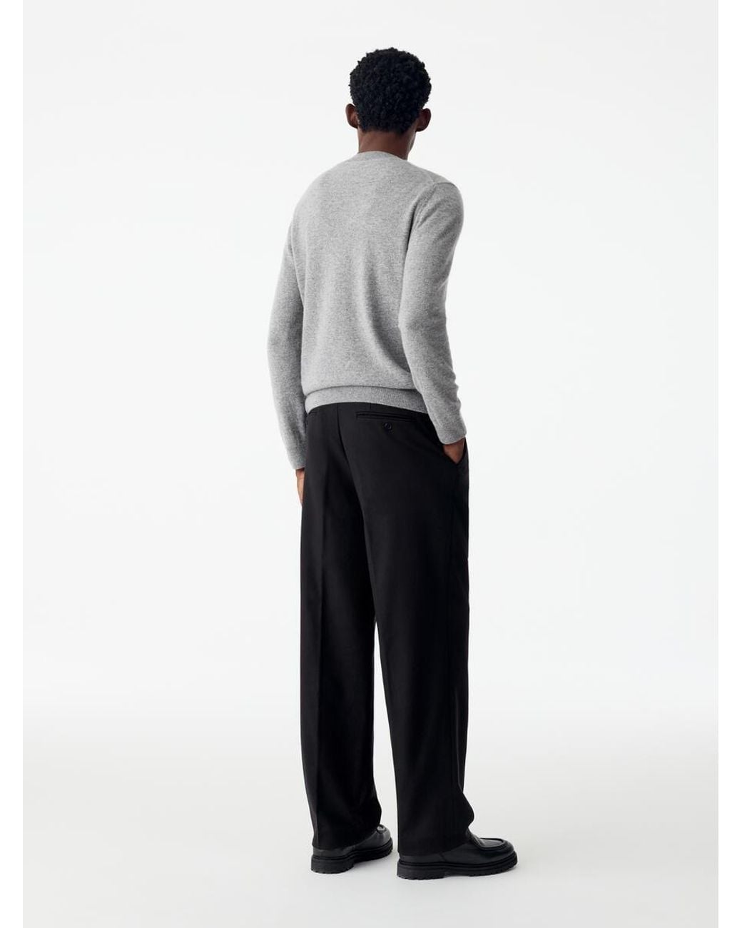ARKET Gray Wide Flannel Trousers for men