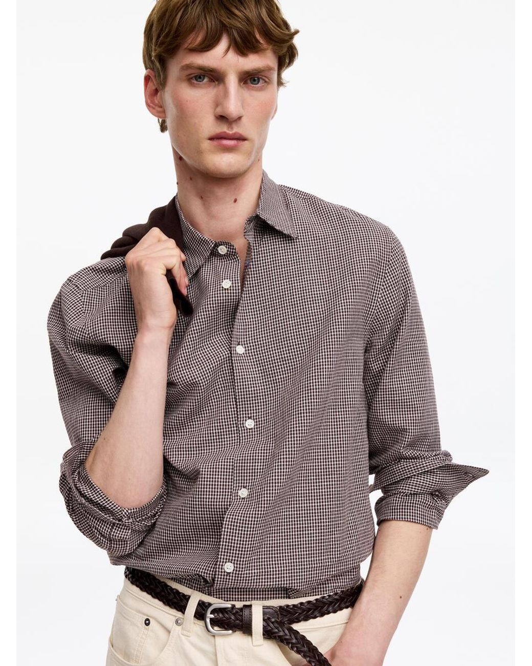 ARKET Gray Regular Cotton Linen Shirt for men