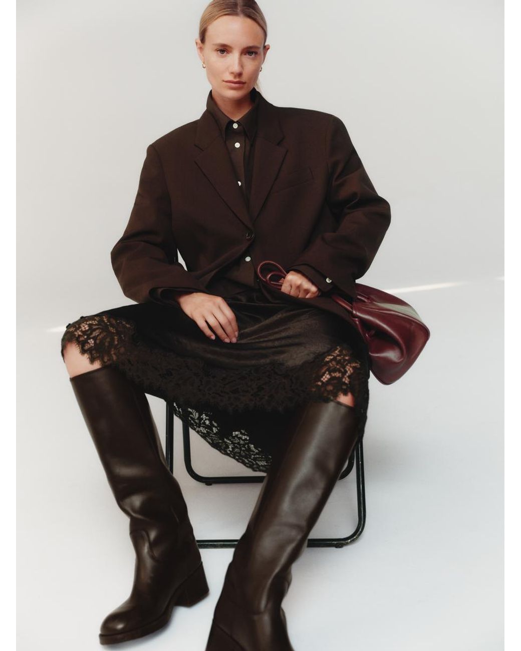 ARKET Black Reitstiefel Aus Leder