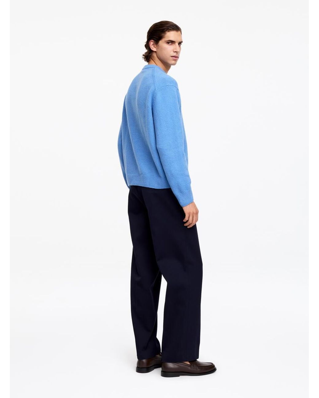 ARKET Blue Knitted Crewneck Jumper for men
