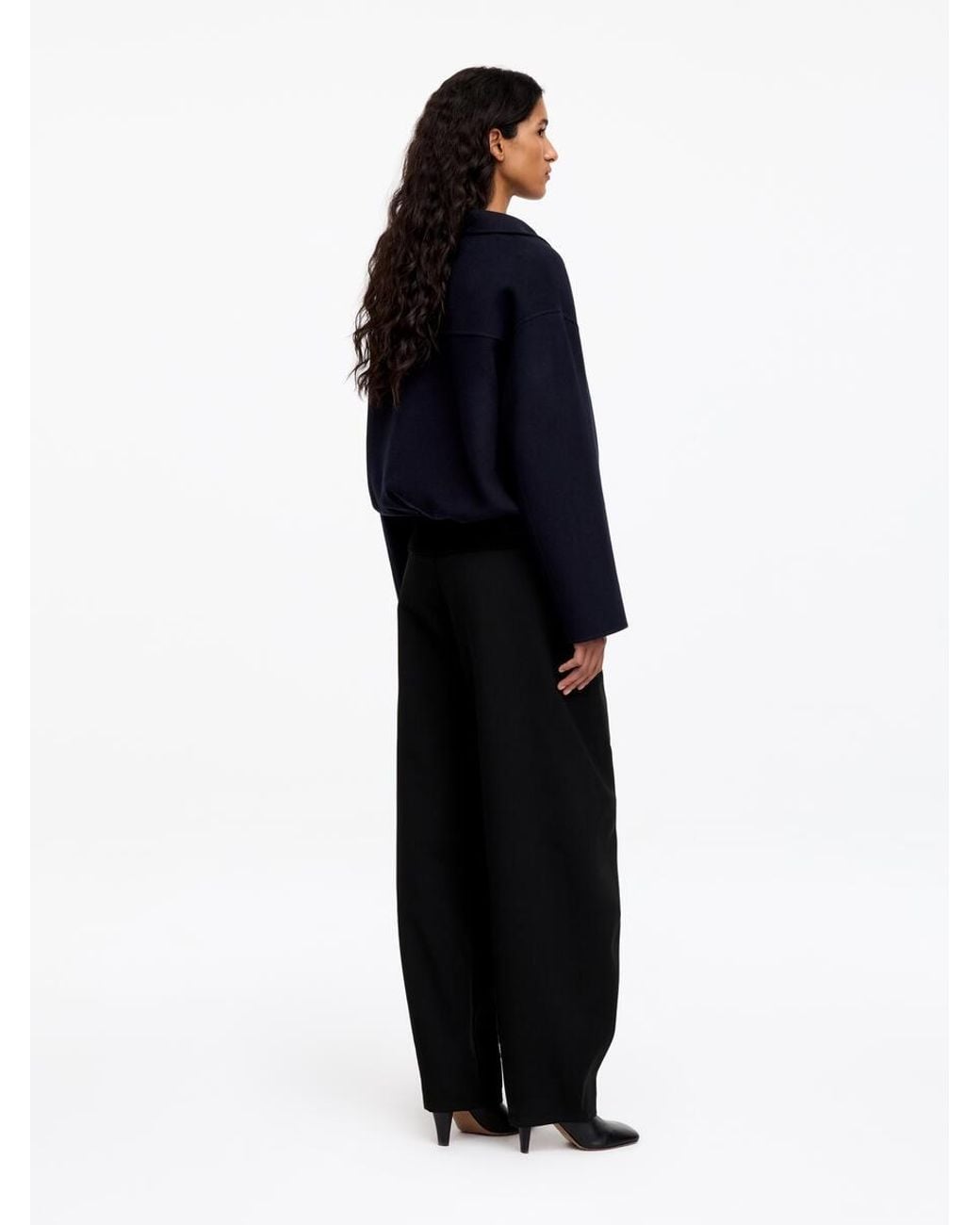 ARKET Blue Barrel-Leg Wool-Blend Trousers