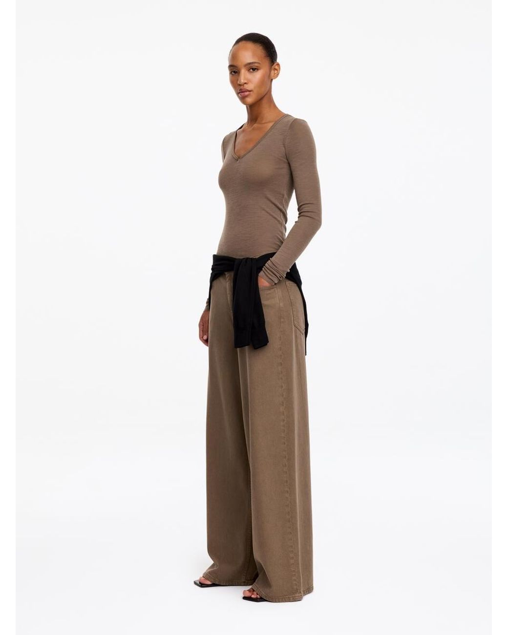 ARKET Brown Wool Rib Top