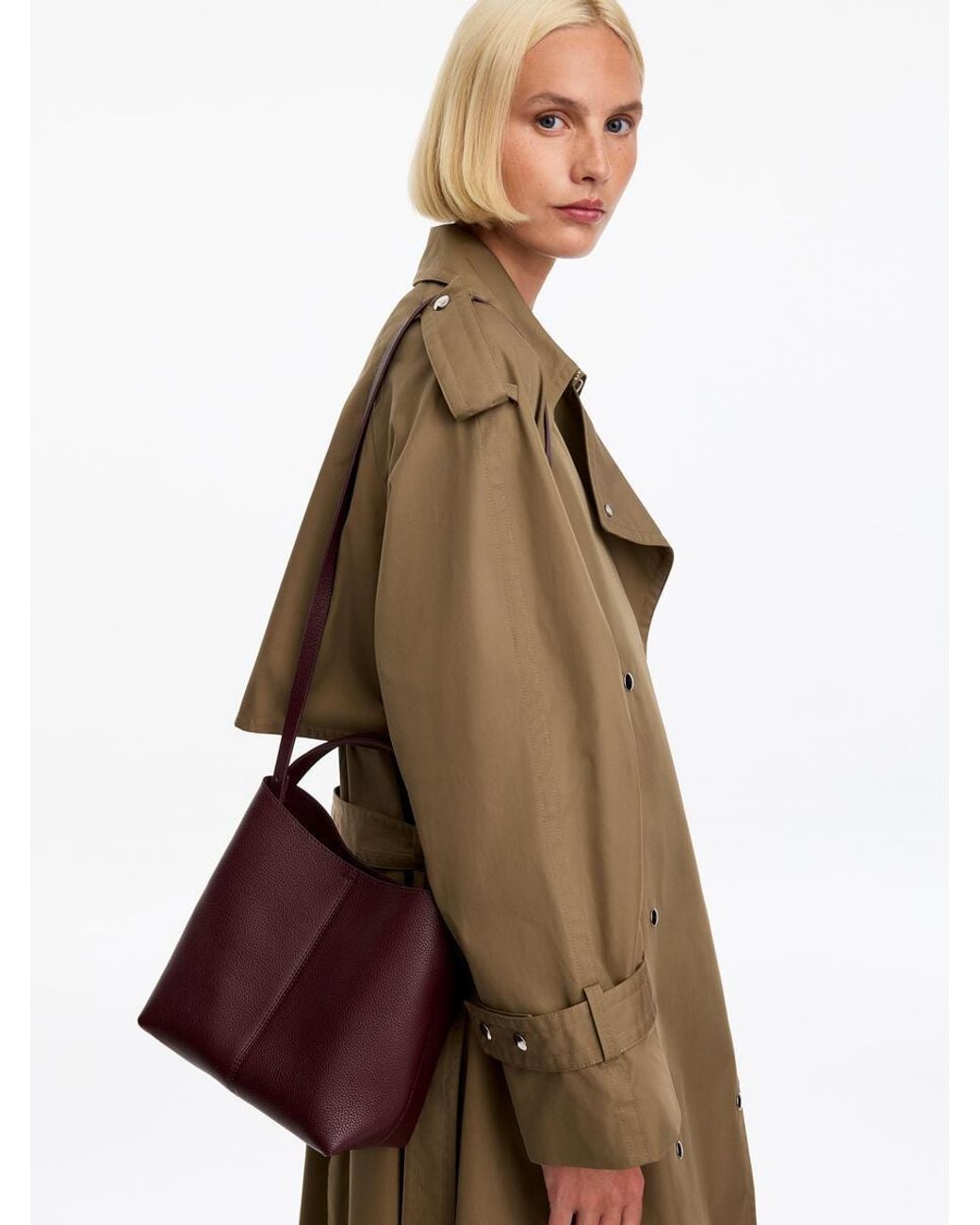ARKET Brown Small Leather Bucket Bag