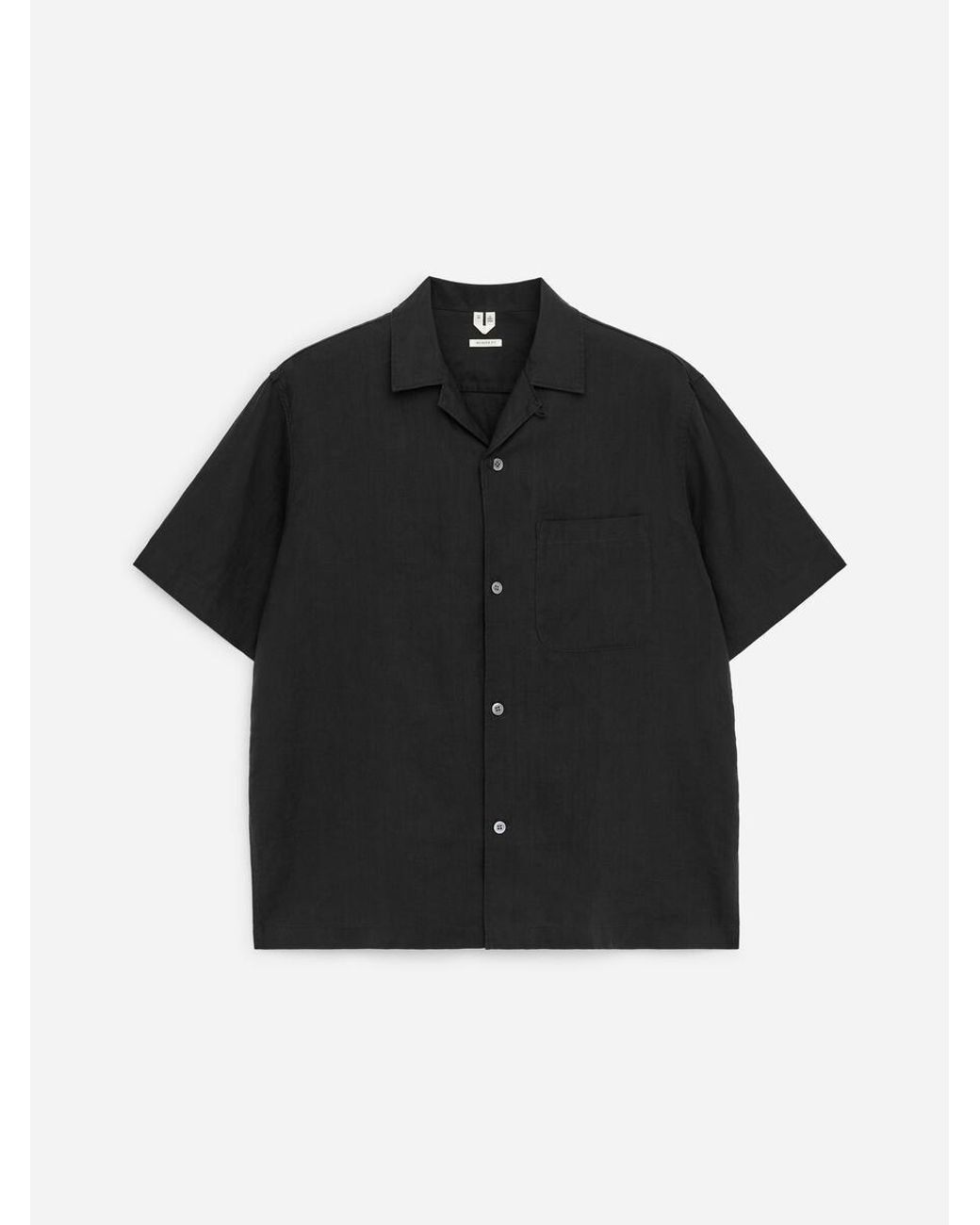 ARKET Black Relaxed Linen Resort Shirt for men