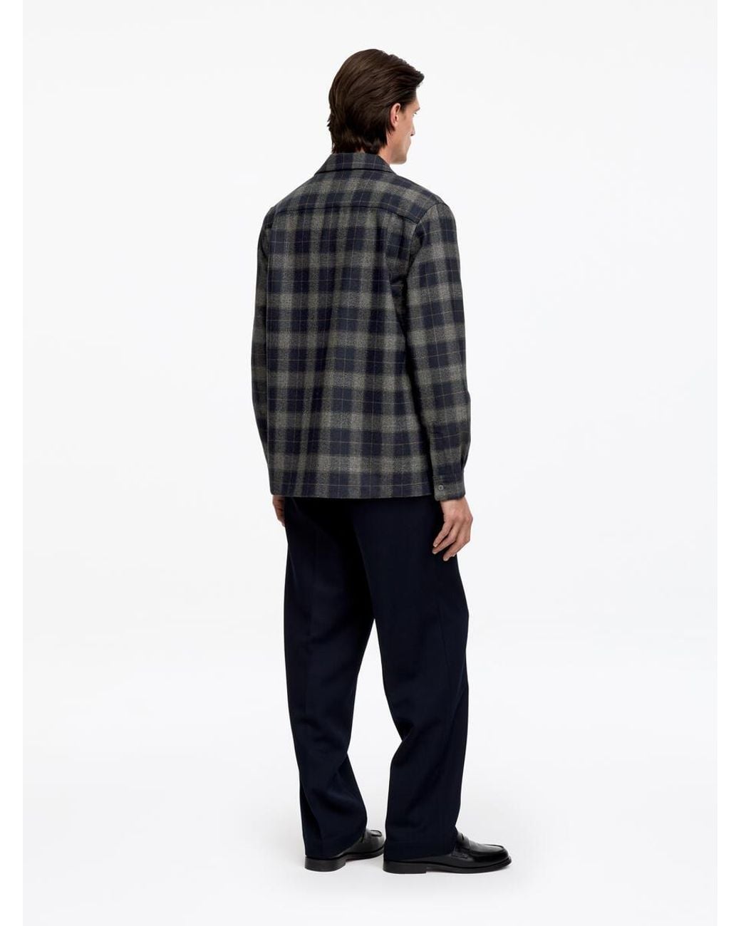 ARKET Blue Wool Check Shirt for men