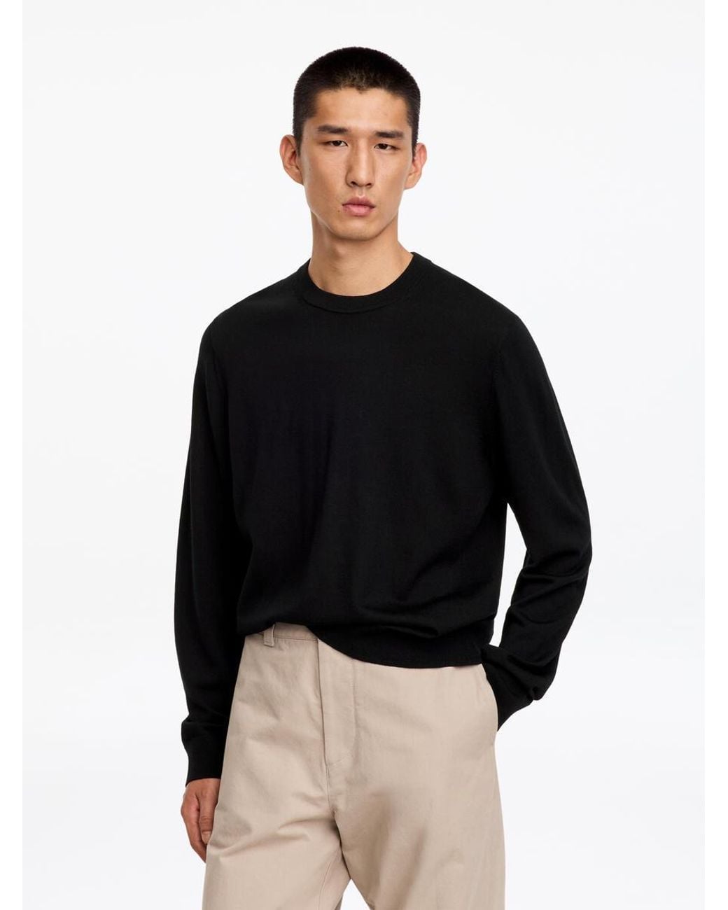 ARKET Black Fine Knit Merino Jumper for men