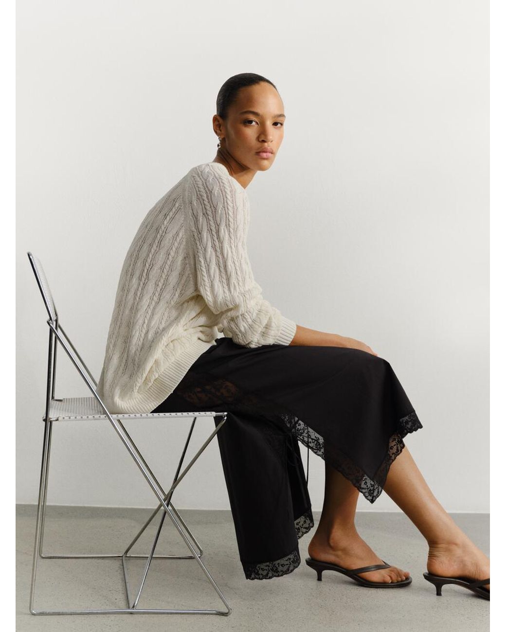 ARKET White Lace Edge Skirt