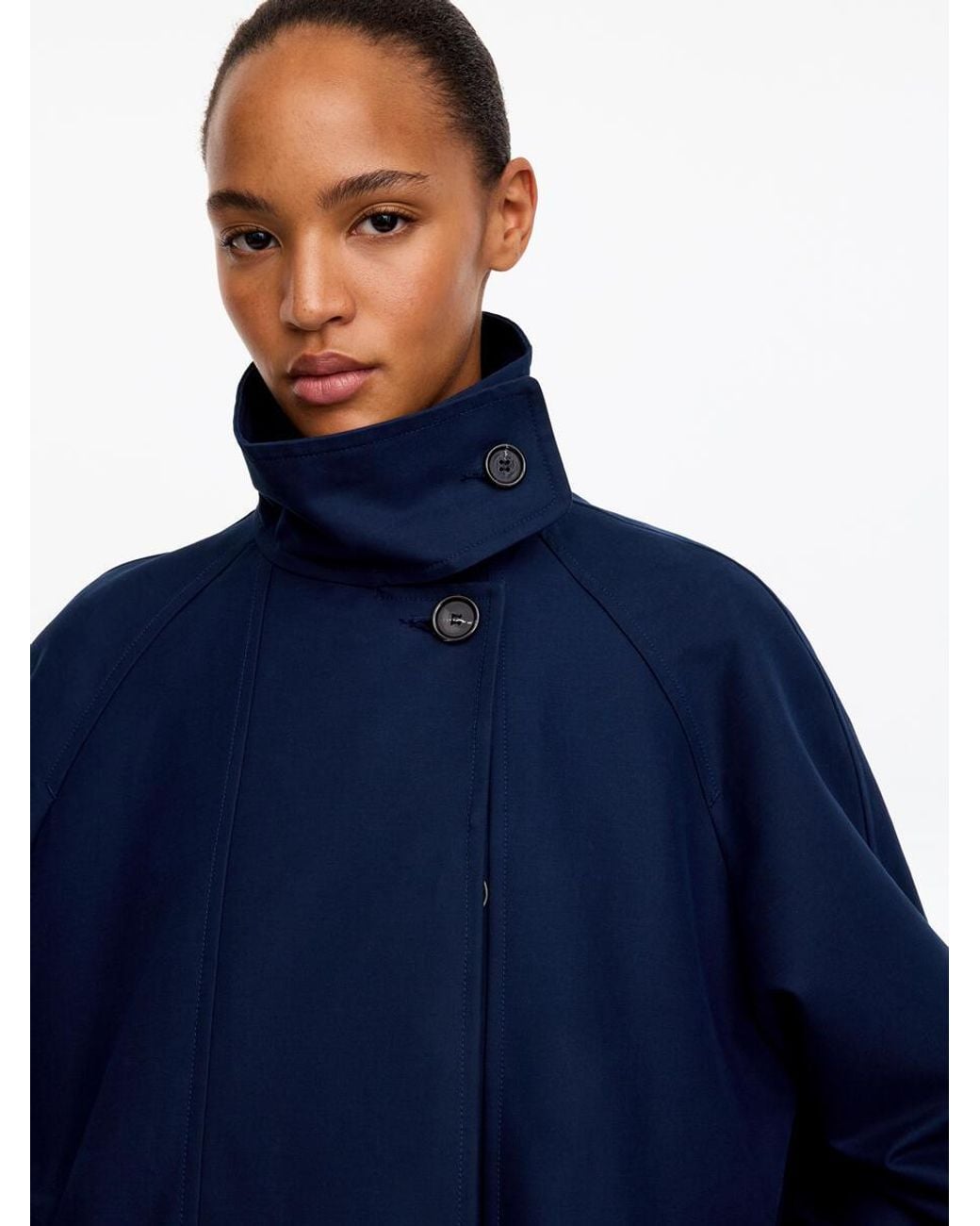 ARKET Blue Funnel-Collar Cotton Jacket