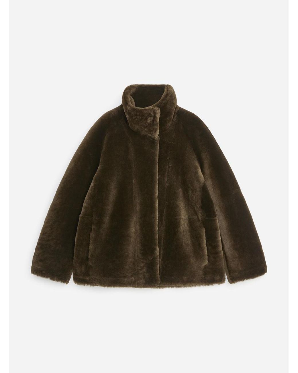 ARKET Black Relaxed Shearling Coat