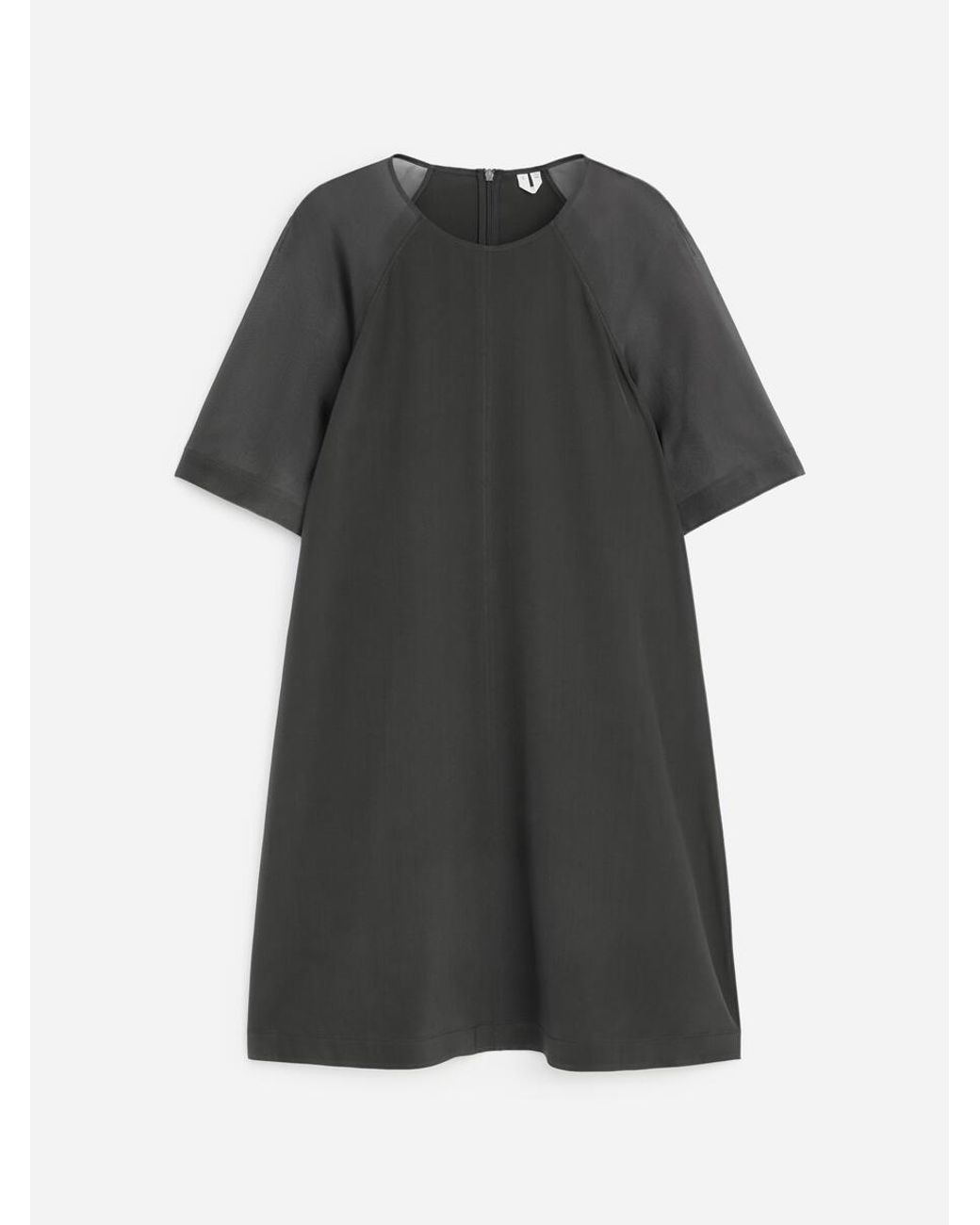 ARKET Black Silk T-Shirt Dress