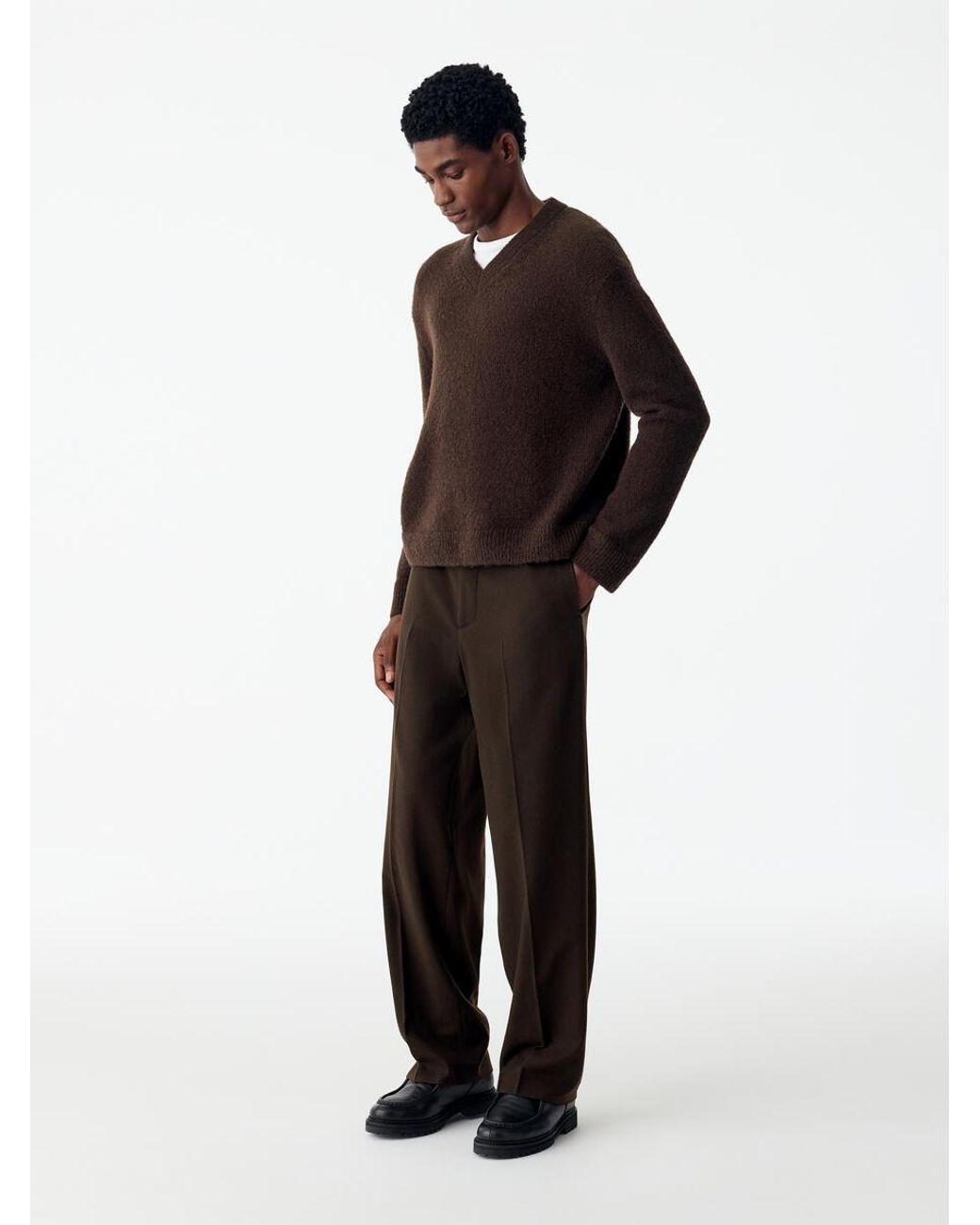 ARKET Brown Wide Flannel Trousers for men
