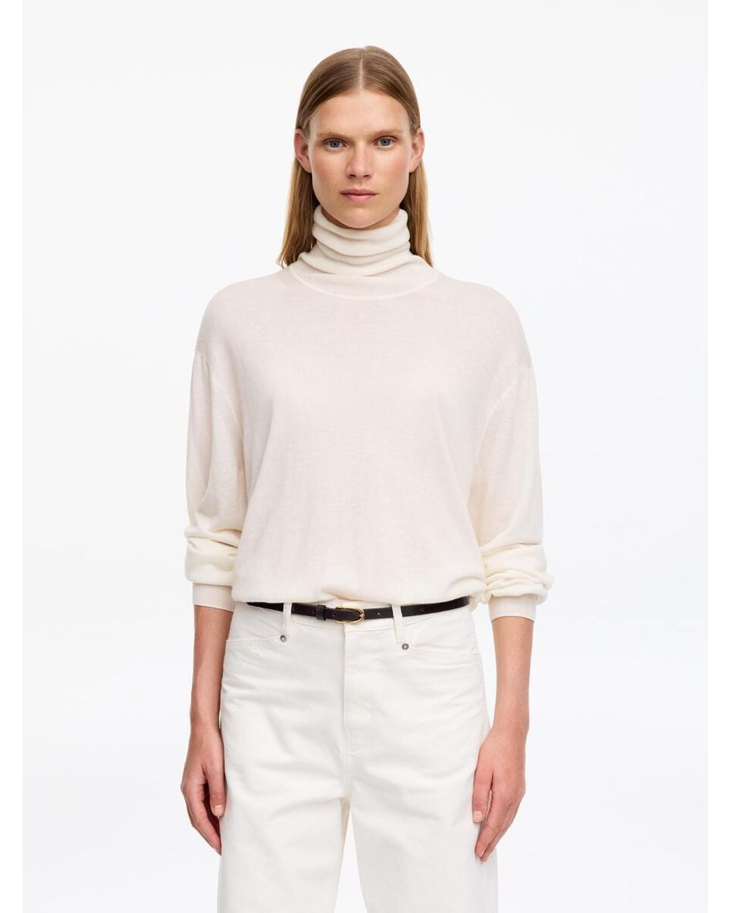 ARKET White Slim Leather Belt