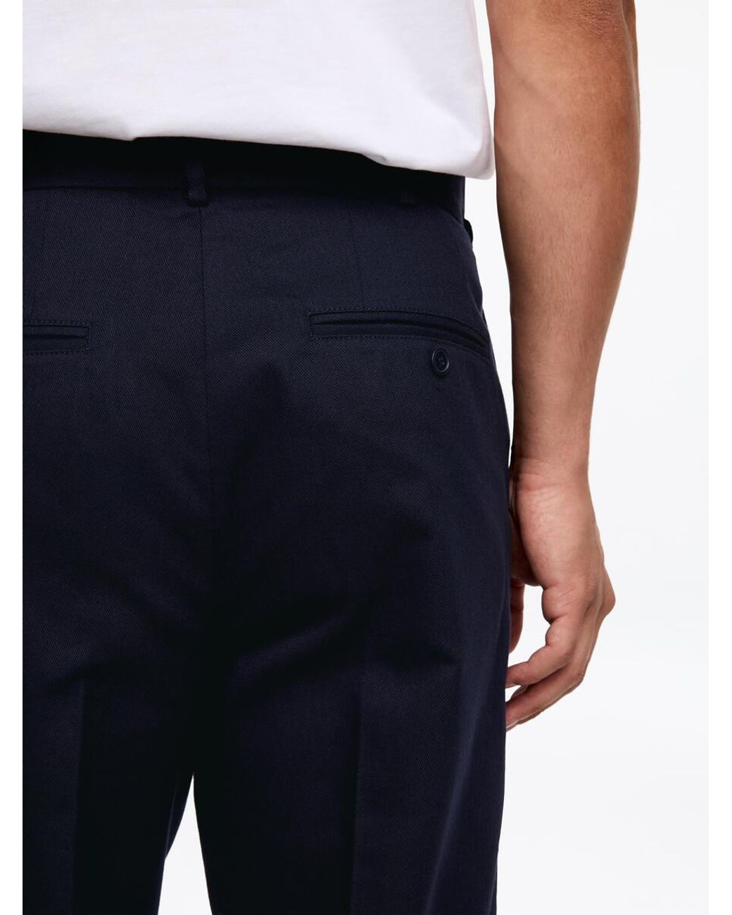 ARKET Blue Wide Cotton Linen Trousers for men