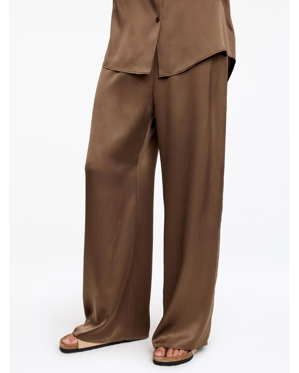 ARKET Brown Silk Satin Trousers