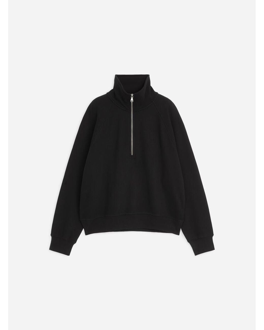 ARKET Black Half-Zip Terry Sweatshirt