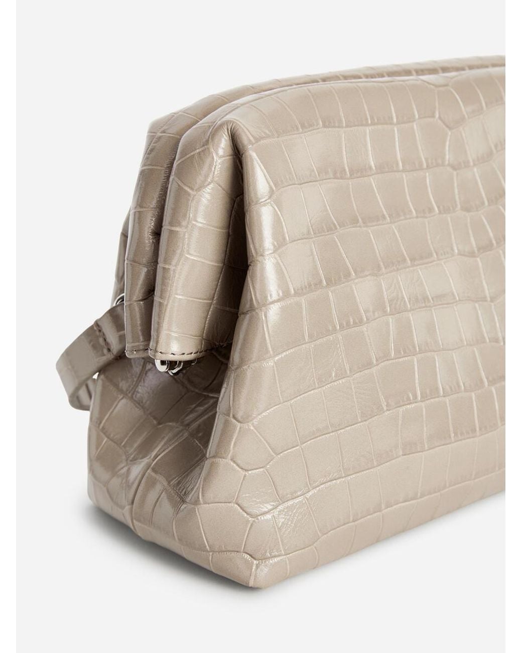 ARKET Natural Croco-Embossed Leather Clutch