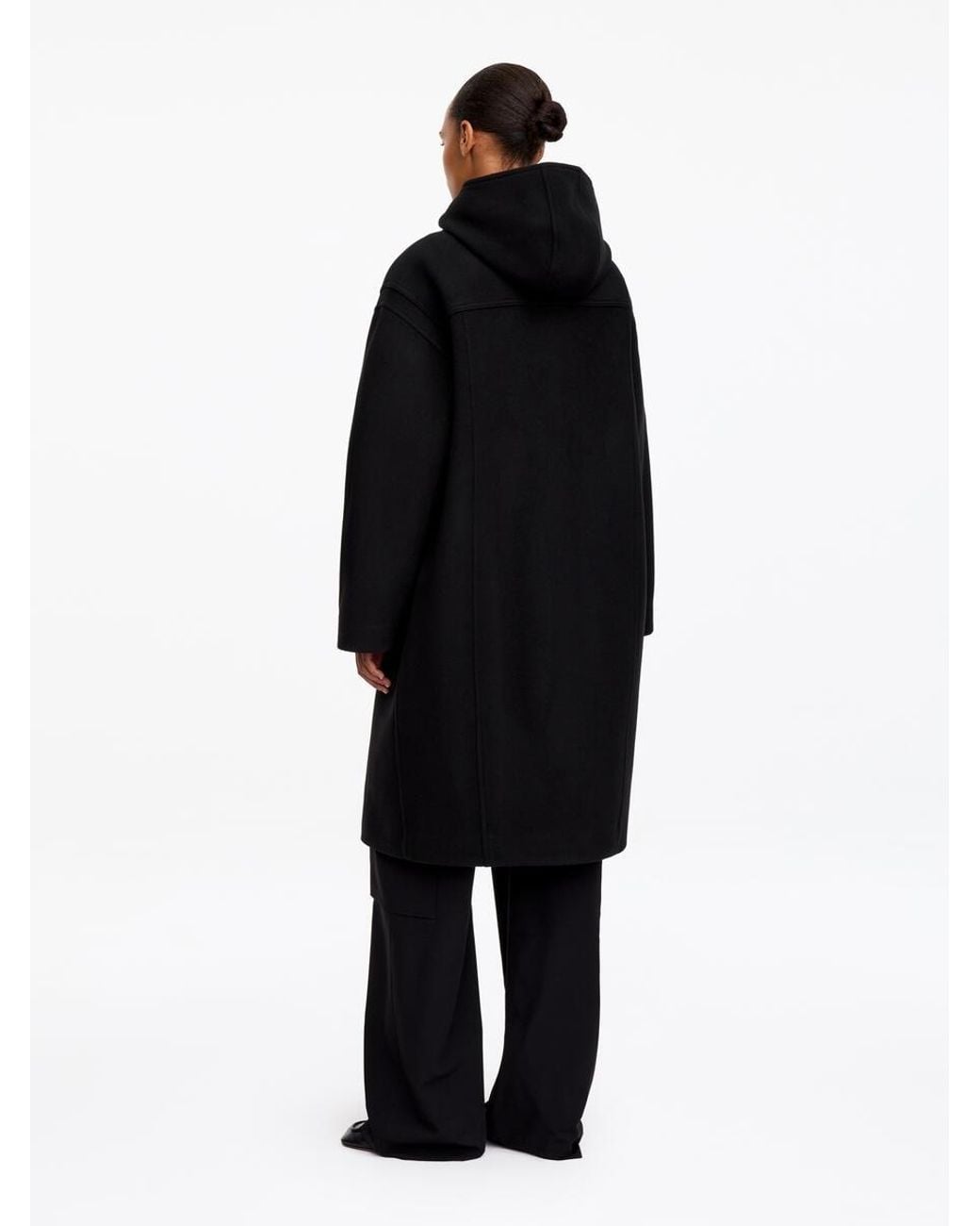 ARKET Black Wool-Blend Duffle Coat