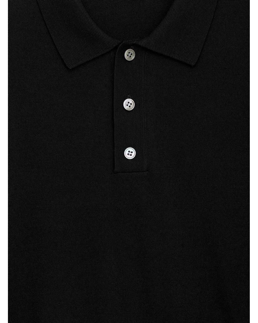 ARKET Black Merino Polo Jumper for men