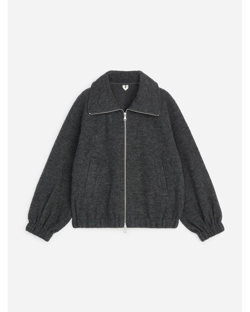 ARKET Black Boiled Wool Jacket