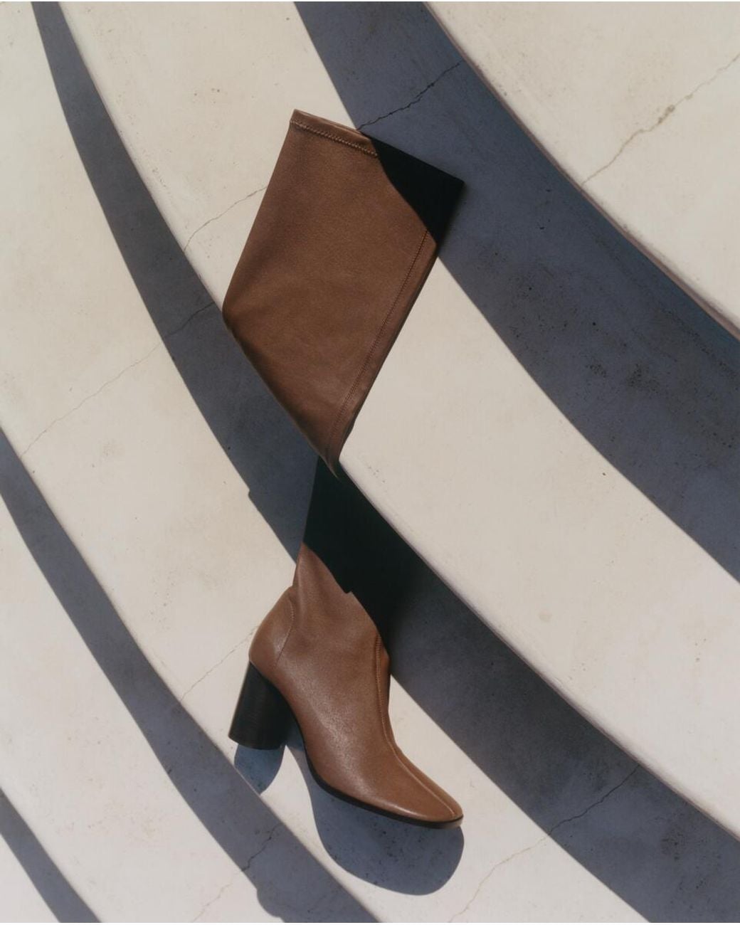 ARKET Brown Stretch Leather Over-The-Knee Boots