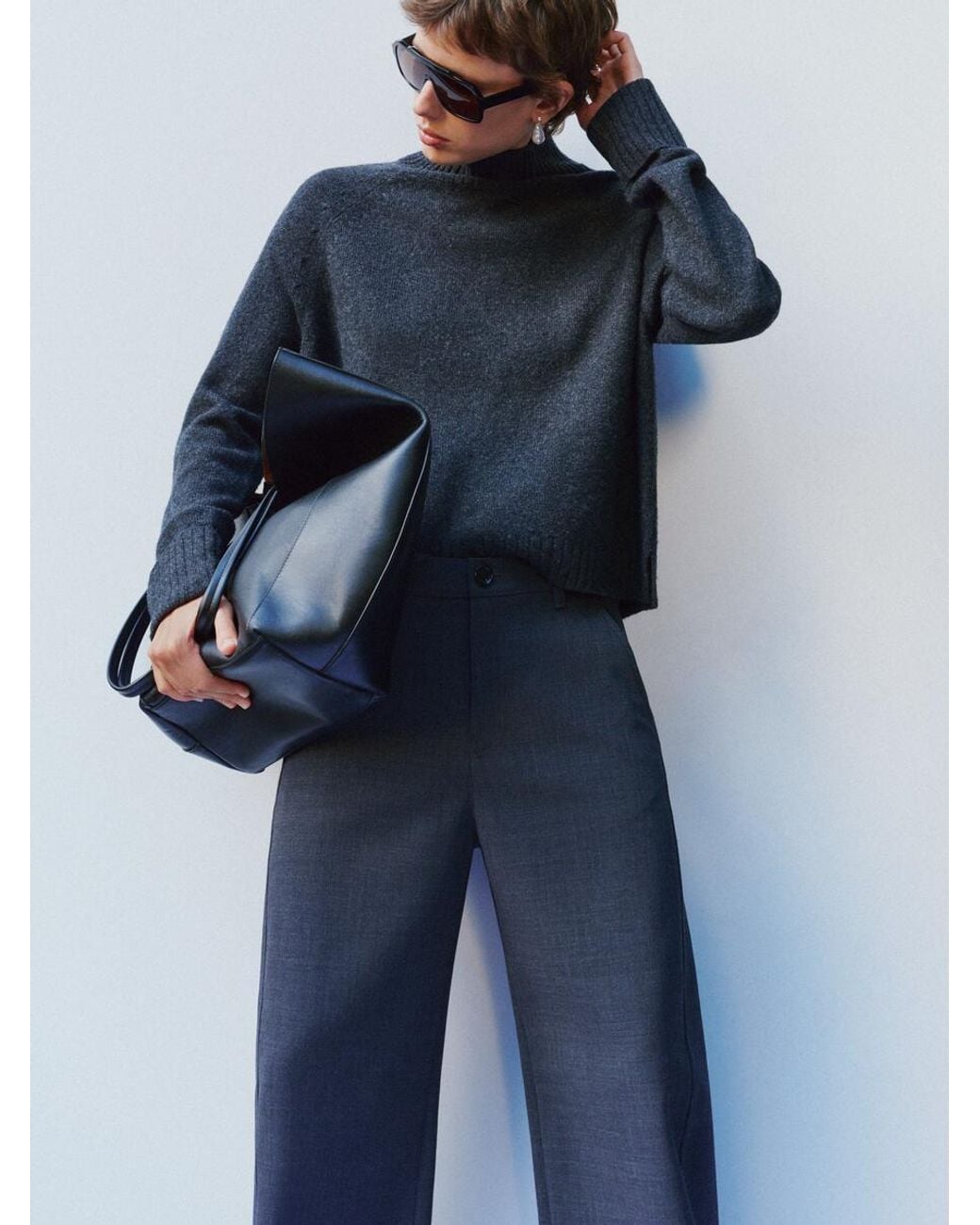 ARKET Black Leather Tote Bag