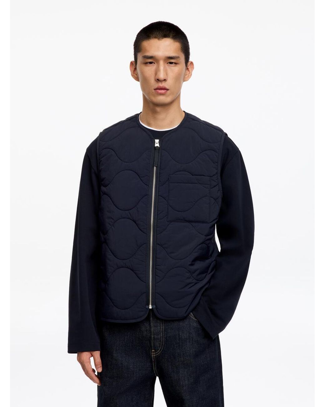 ARKET Blue Quilted Liner Vest for men