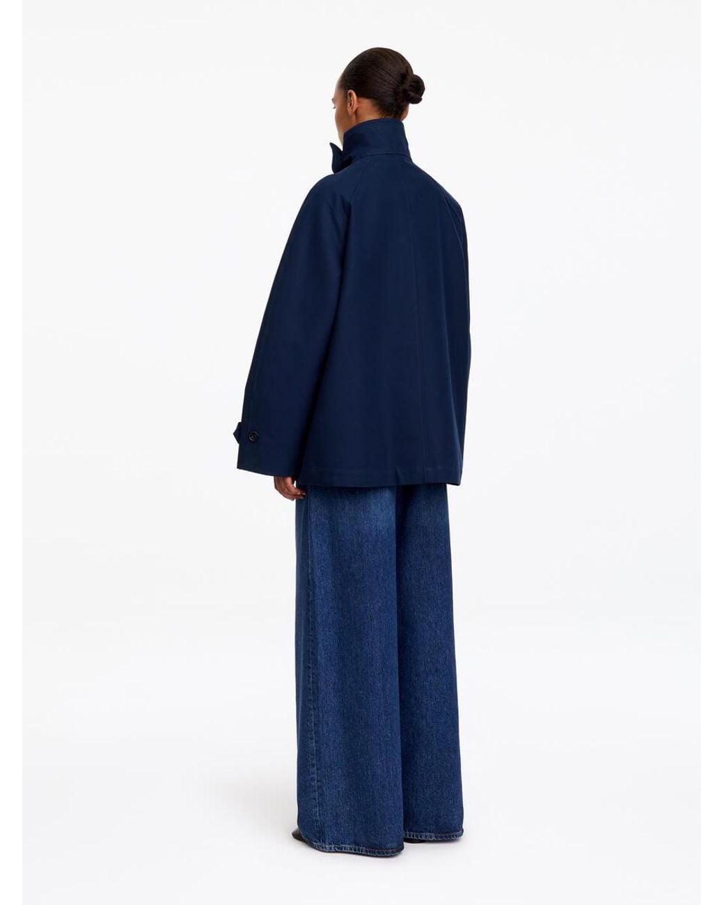 ARKET Blue Funnel-Collar Cotton Jacket