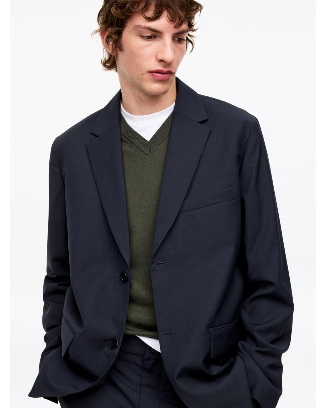 ARKET Blue Lightweight Wool Blazer for men