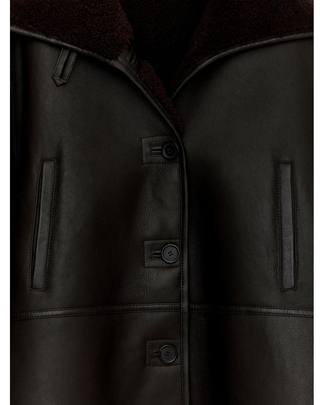 ARKET Black Shearling-Lined Leather Jacket
