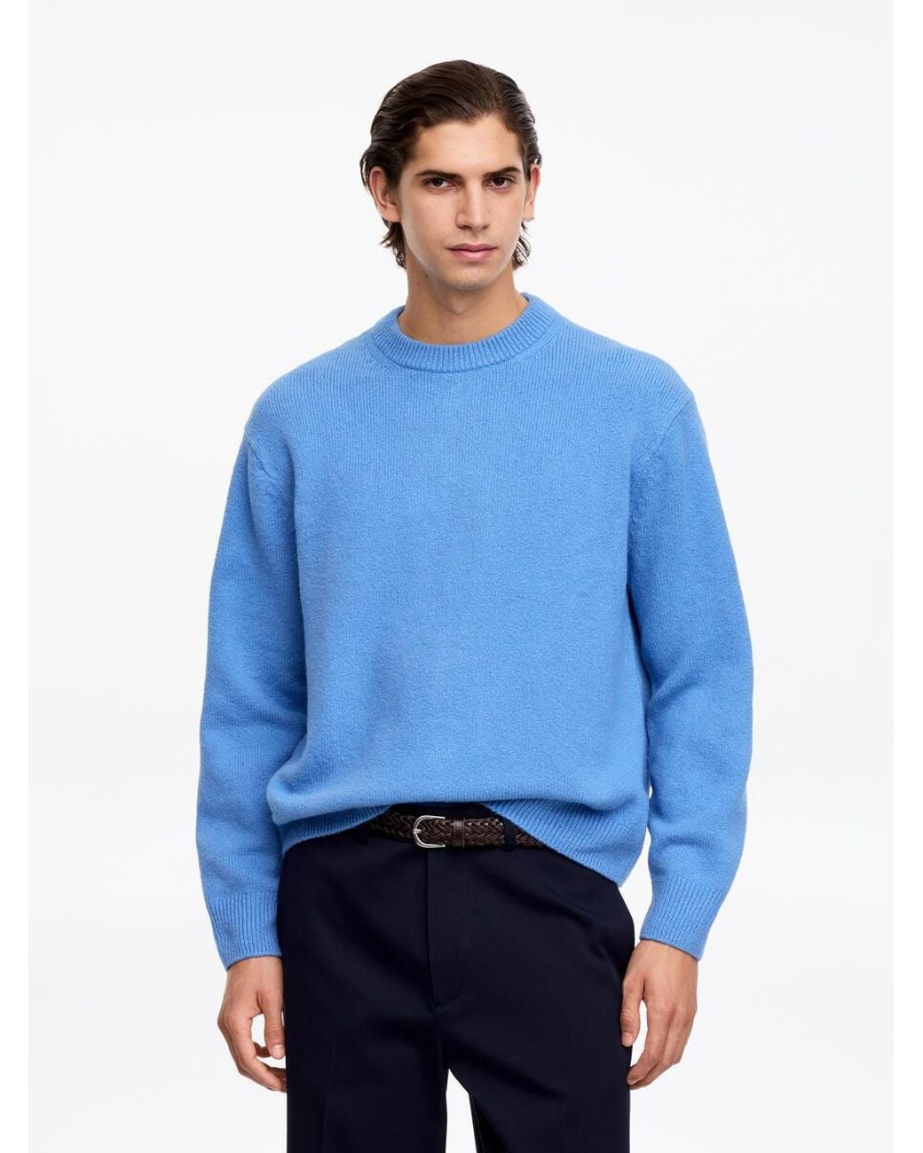 ARKET Blue Knitted Crewneck Jumper for men