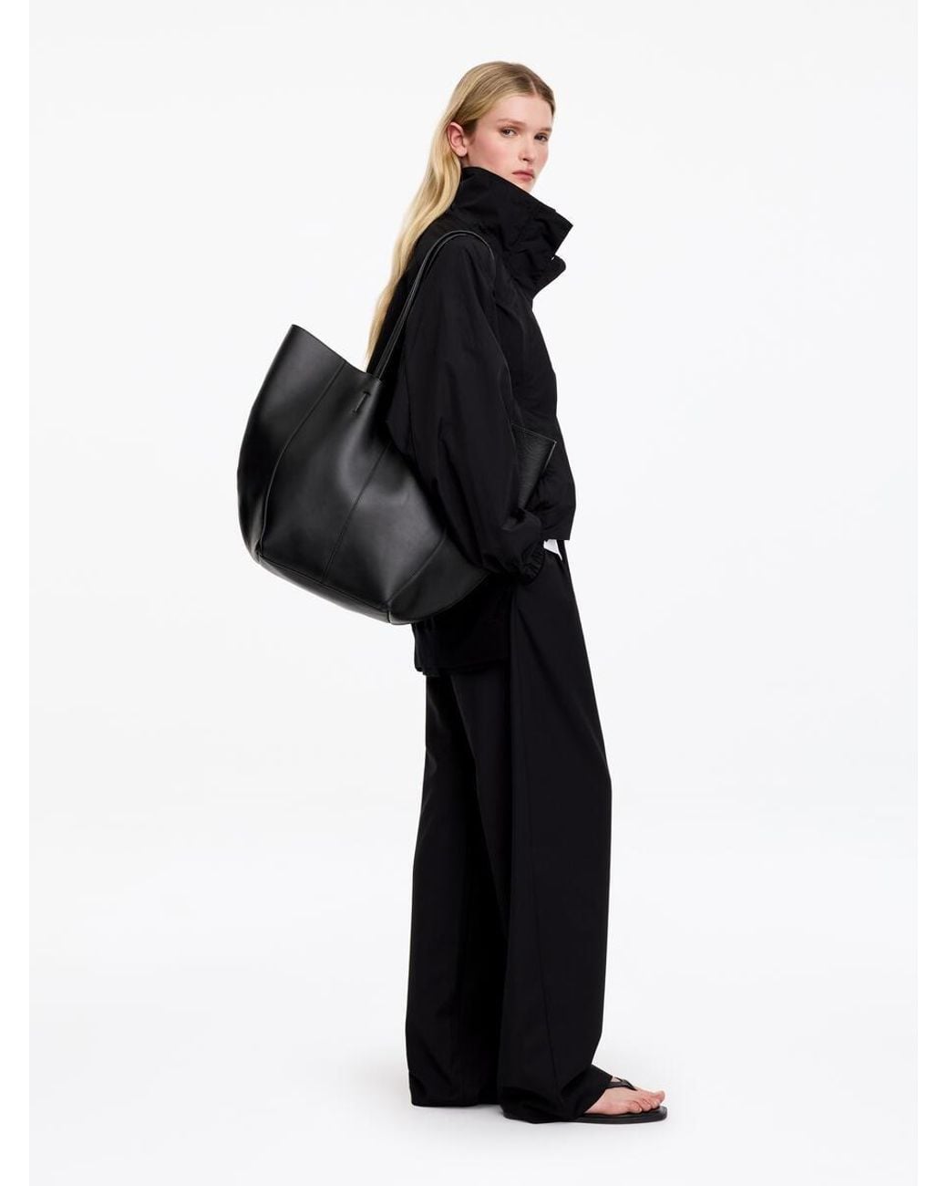 ARKET Black Leather Tote Bag