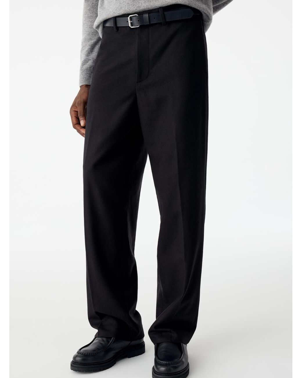 ARKET Gray Wide Flannel Trousers for men