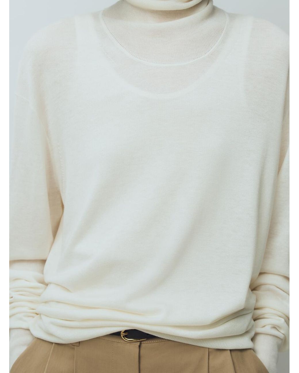 ARKET Natural Wool-Lyocell Roll-Neck Jumper